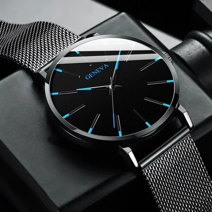 Minimalist Mens Fashion Ultra Thin Watches Simple Men Business Stainless Steel Mesh Belt Quartz Wrist Watch Relogio Masculino