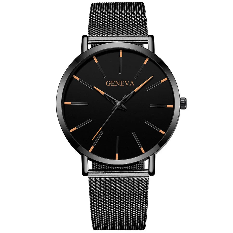 Minimalist Mens Fashion Ultra Thin Watches Simple Men Business Stainless Steel Mesh Belt Quartz Wrist Watch Relogio Masculino