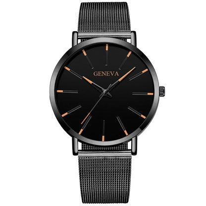 Minimalist Mens Fashion Ultra Thin Watches Simple Men Business Stainless Steel Mesh Belt Quartz Wrist Watch Relogio Masculino